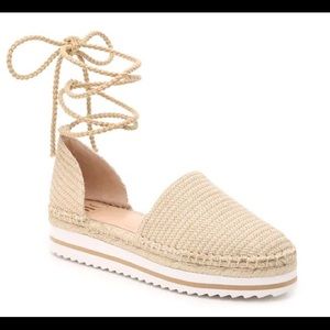 Jennifer Lopez Larenn Nude Espadrille Lace Up Platform Sandals